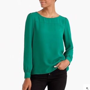 J. Crew Green Boatneck Blouse Size XXS